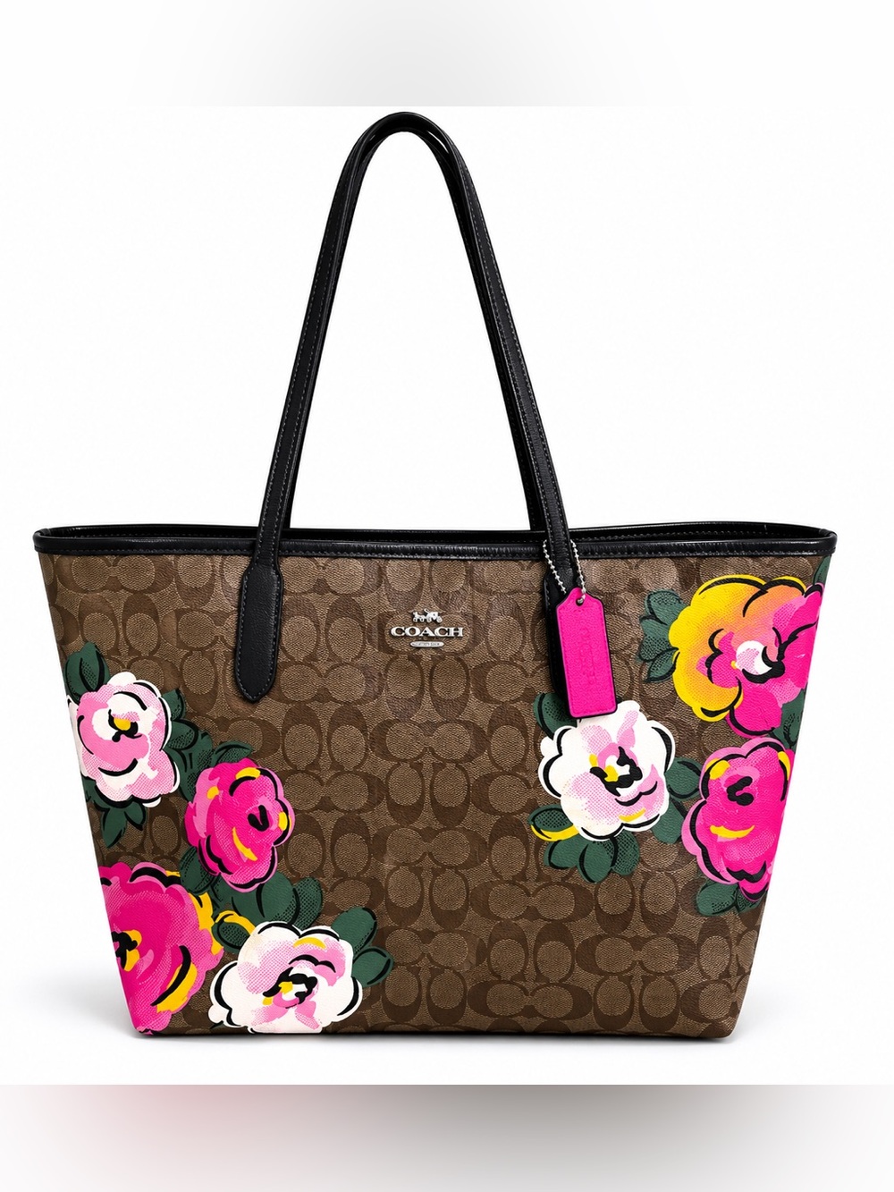 COACH City Tote in Signature Canvas with Vintage Rose Print- Limited Edition
